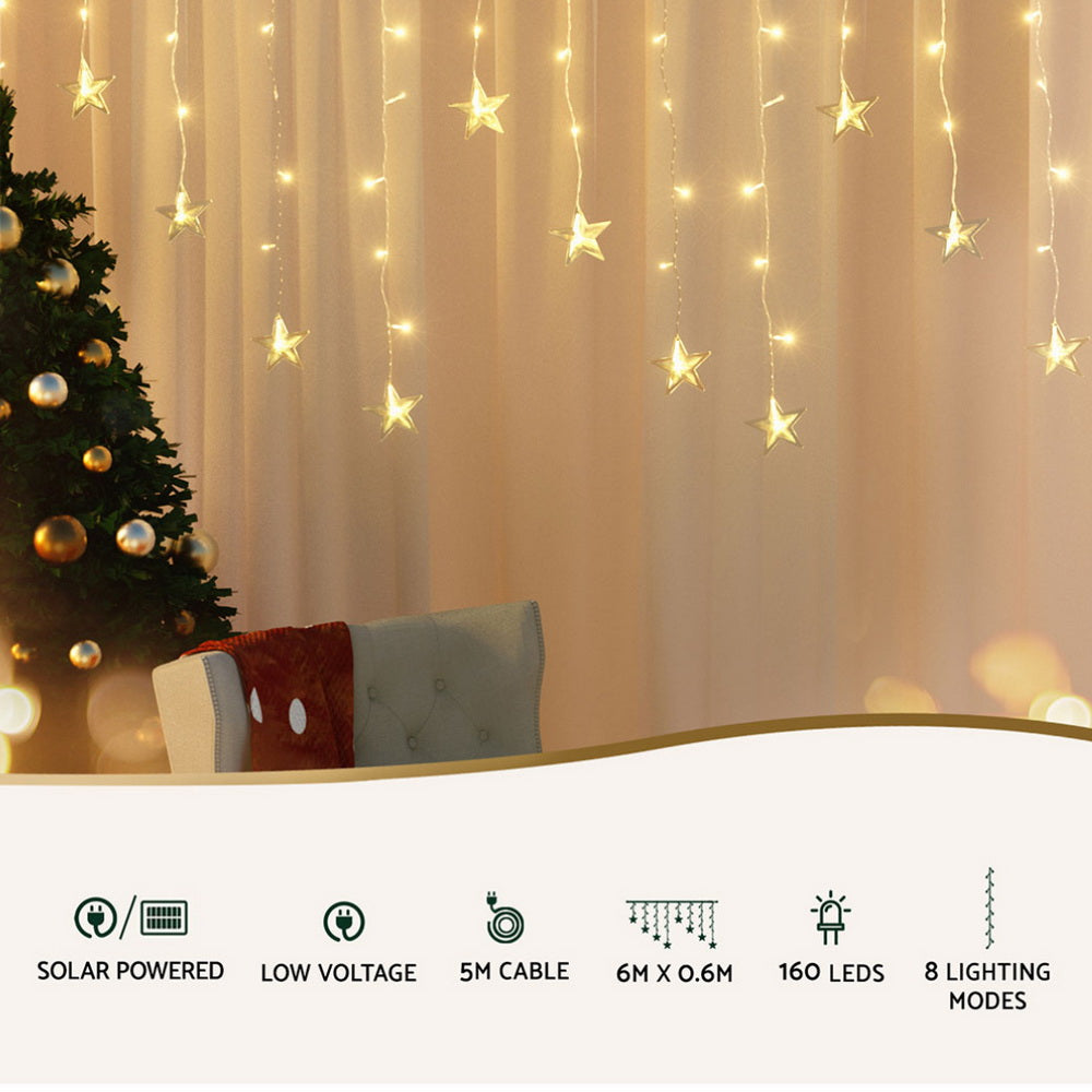 6M solar star shaped icicle lights - Warm glow