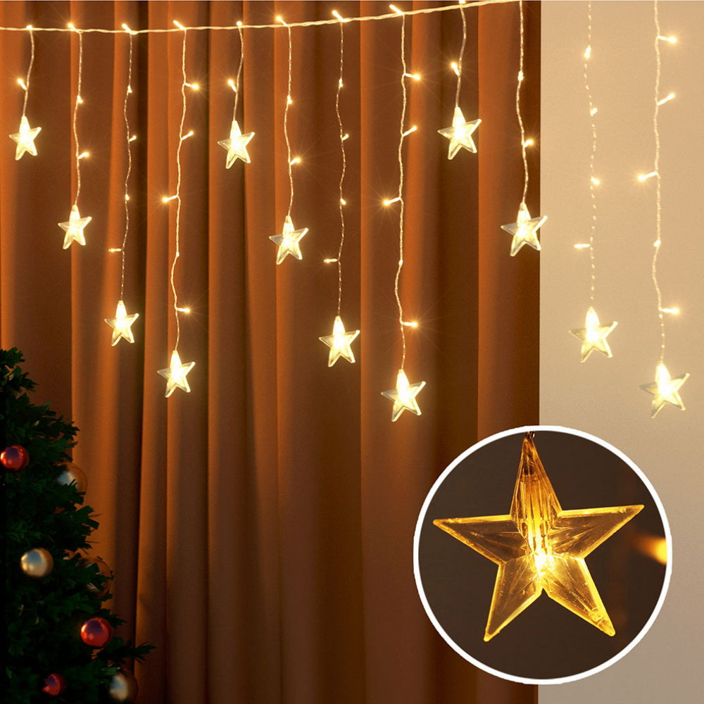 6M solar star shaped icicle lights - Warm glow