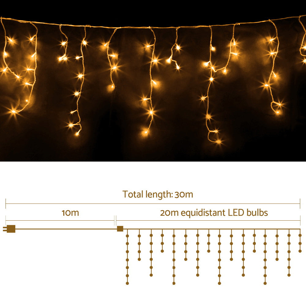 20m Icicle Christmas Lights – 800 Warm White LEDs