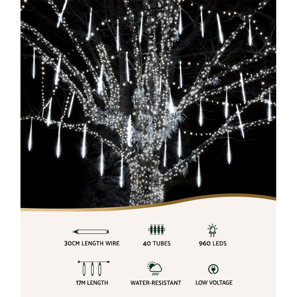 12M Christmas Lights Icicle Light 960 LED Falling Meteor