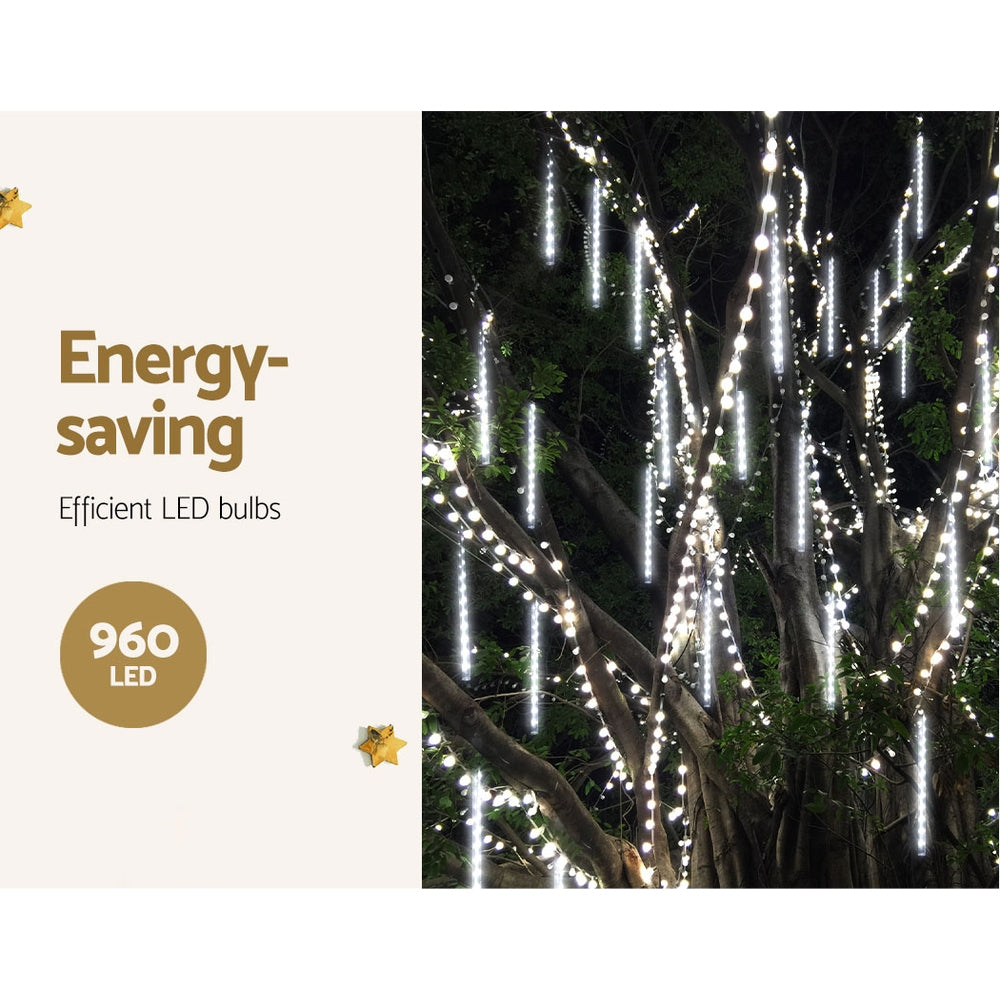12M Christmas Lights Icicle Light 960 LED Falling Meteor