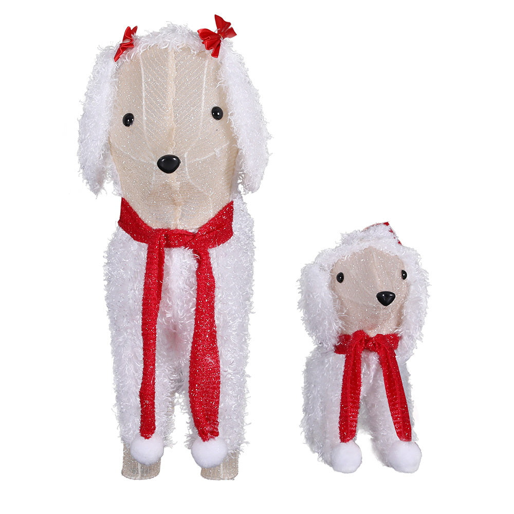 Pair of Christmas pooches - two dogs - freestanding Christmas lights.