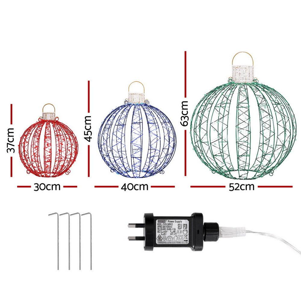 Set of 3 Light-Up Christmas Balls