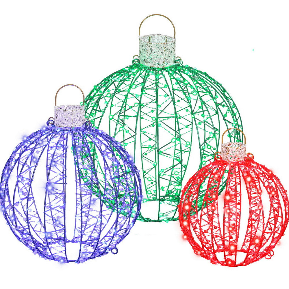 Set of 3 Light-Up Christmas Balls