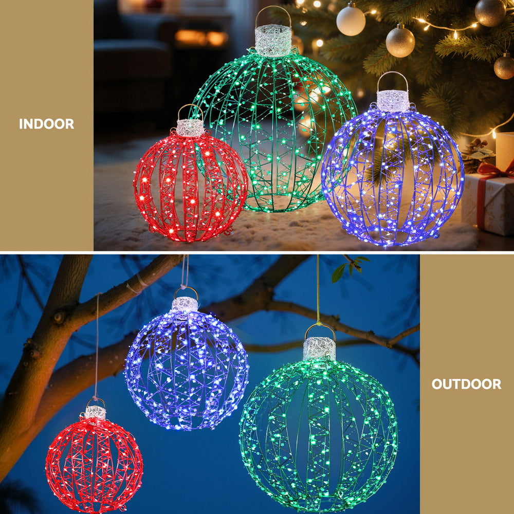 Set of 3 Light-Up Christmas Balls