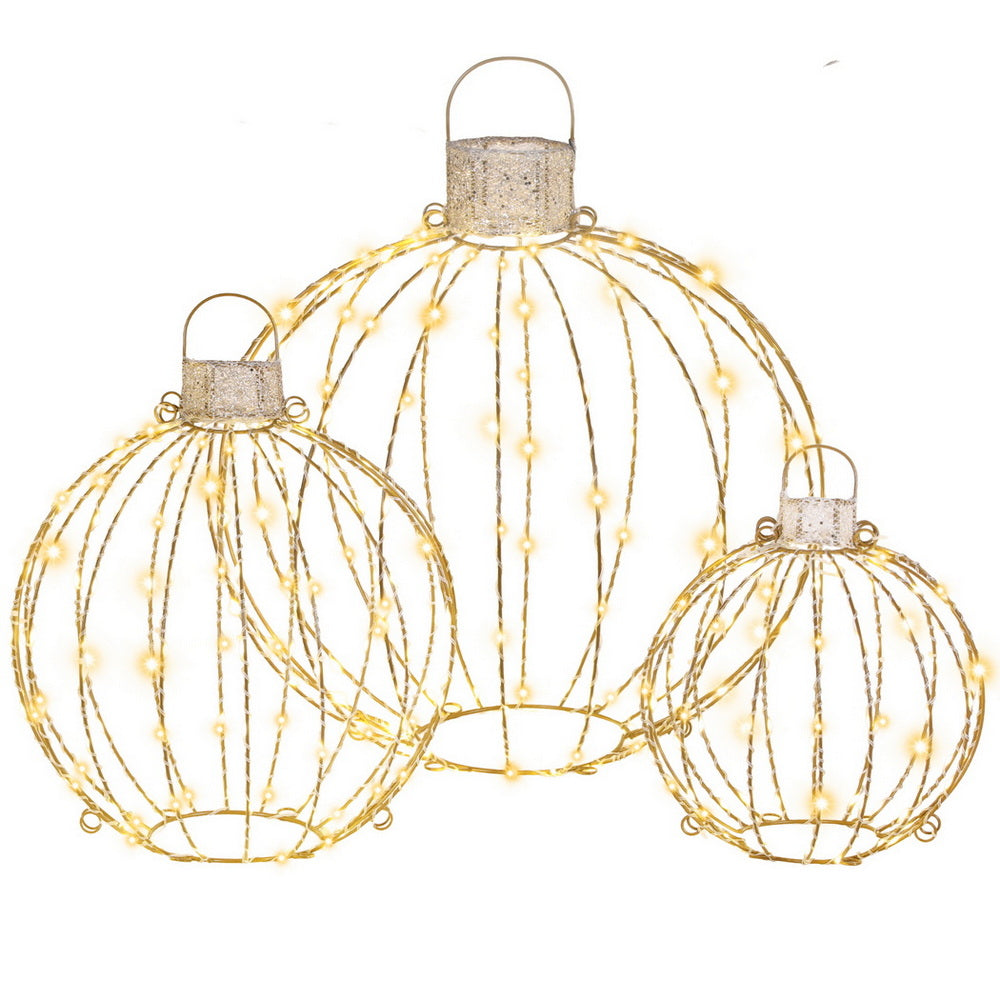 Set of three light up Christmas Balls - Warm White