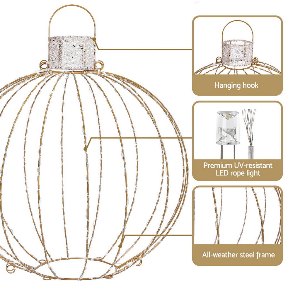 Set of three light up Christmas Balls - Warm White