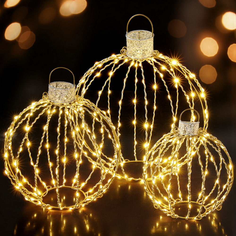 Set of three light up Christmas Balls - Warm White