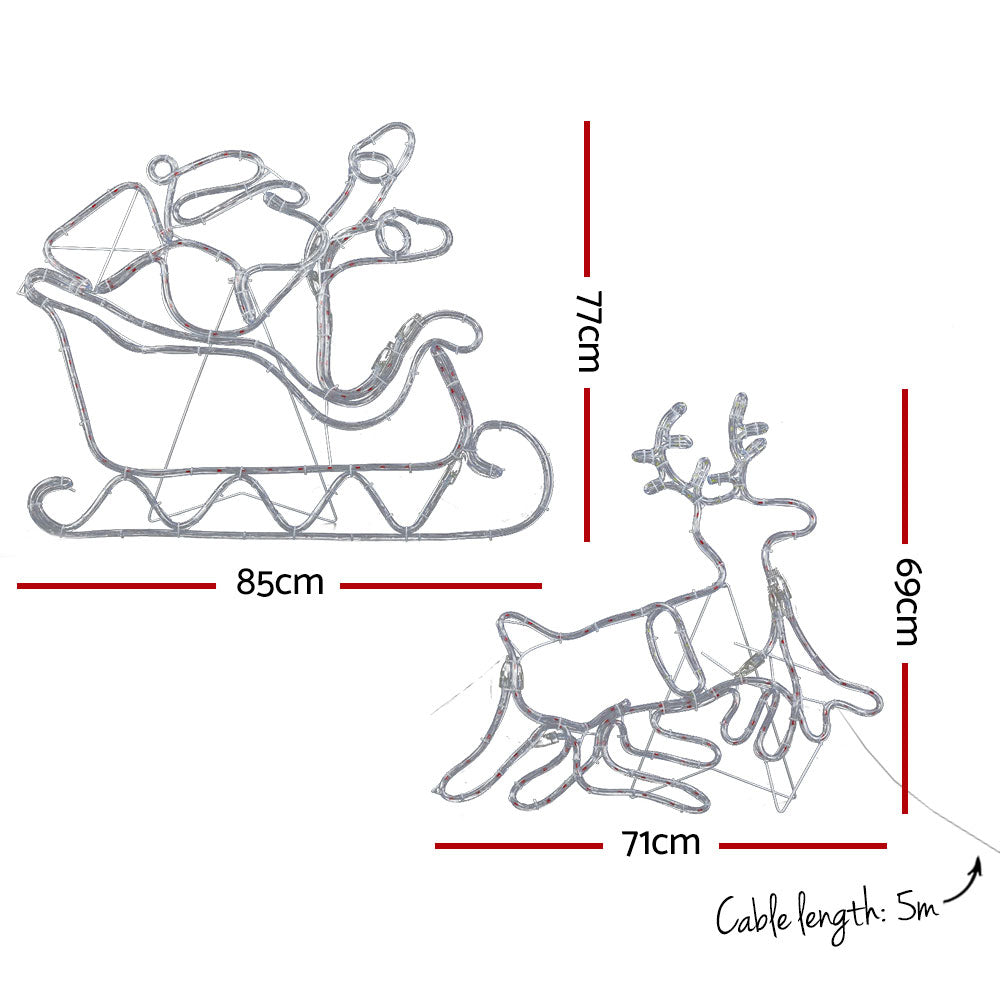 Santa and reindeer sleigh Xmas lights