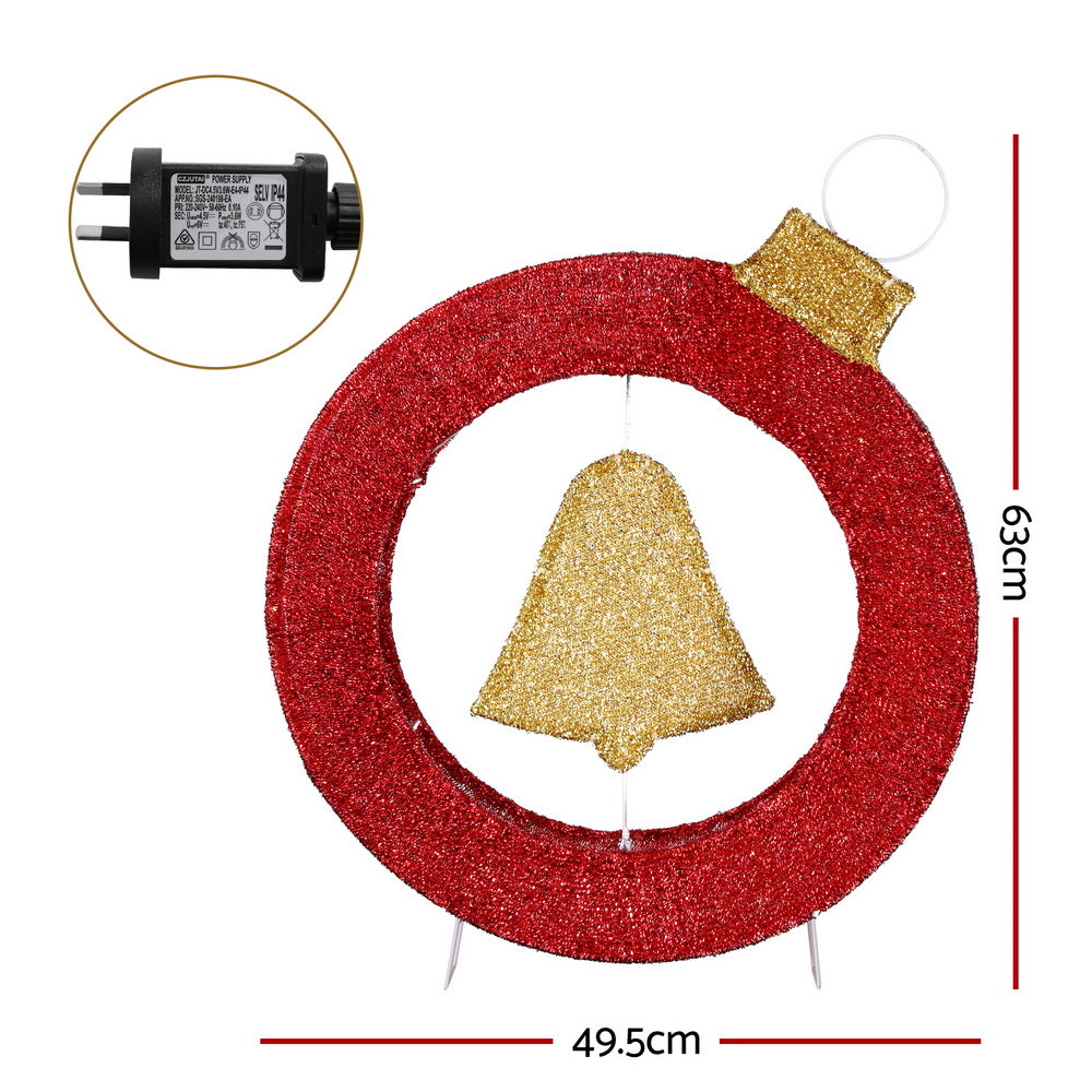 60cm Light-Up Christmas Bell Wreath