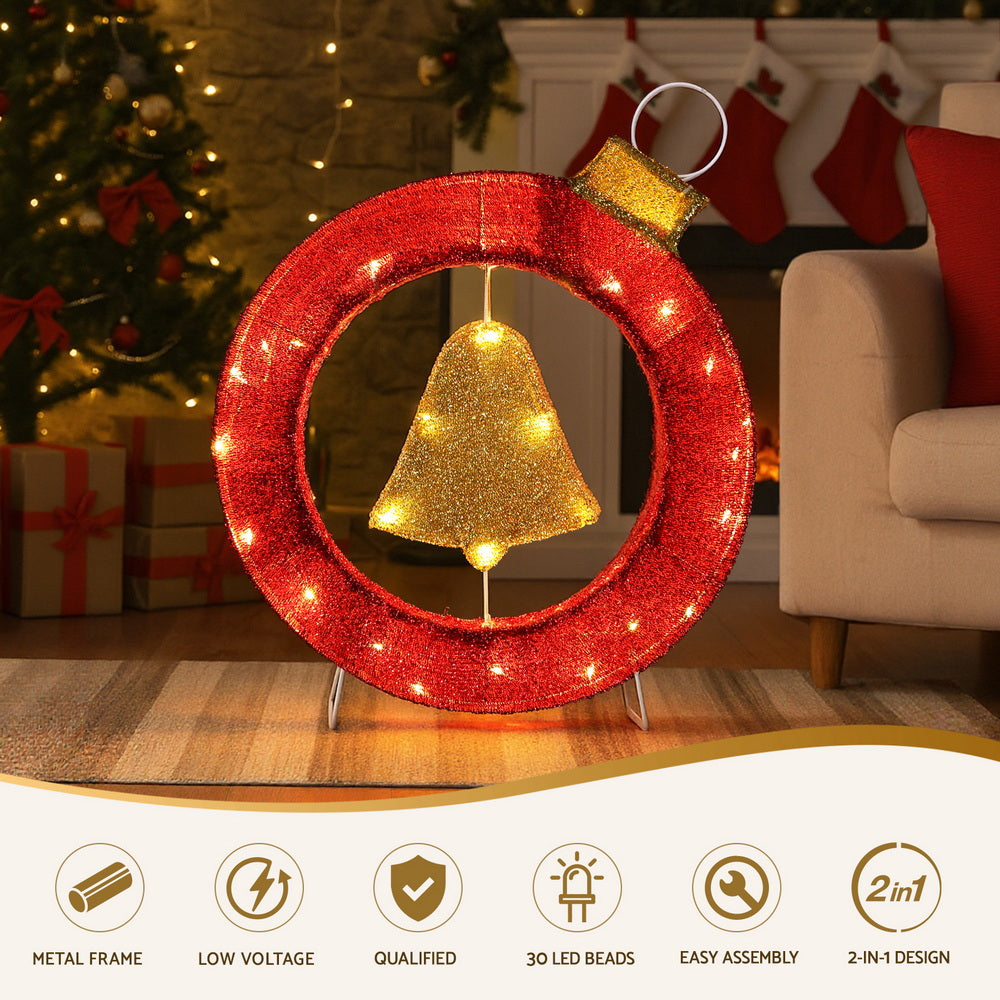 60cm Light-Up Christmas Bell Wreath