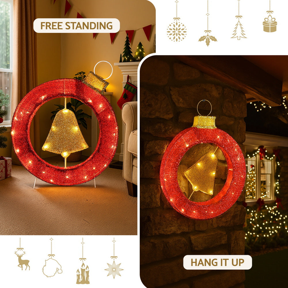 60cm Light-Up Christmas Bell Wreath