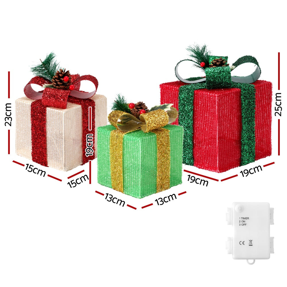 Set of three gift box Christmas Lights - Battery operated