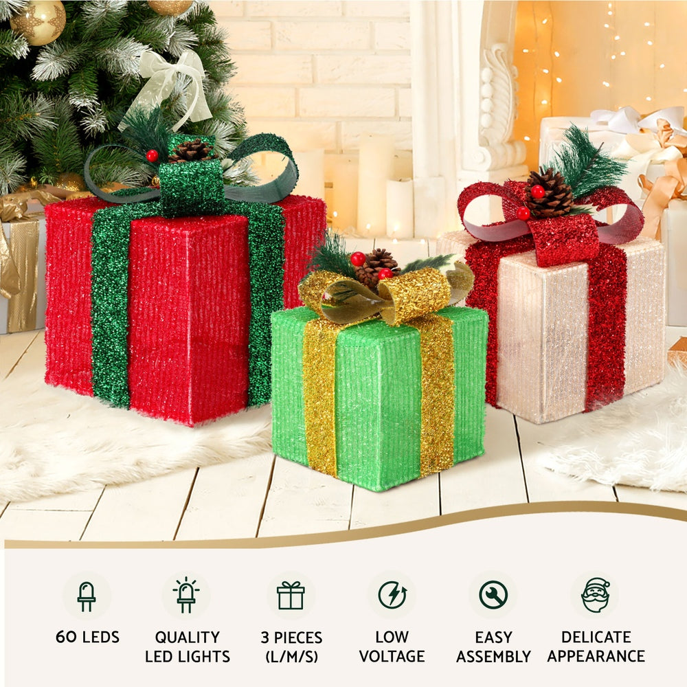 Set of three gift box Christmas Lights - Battery operated