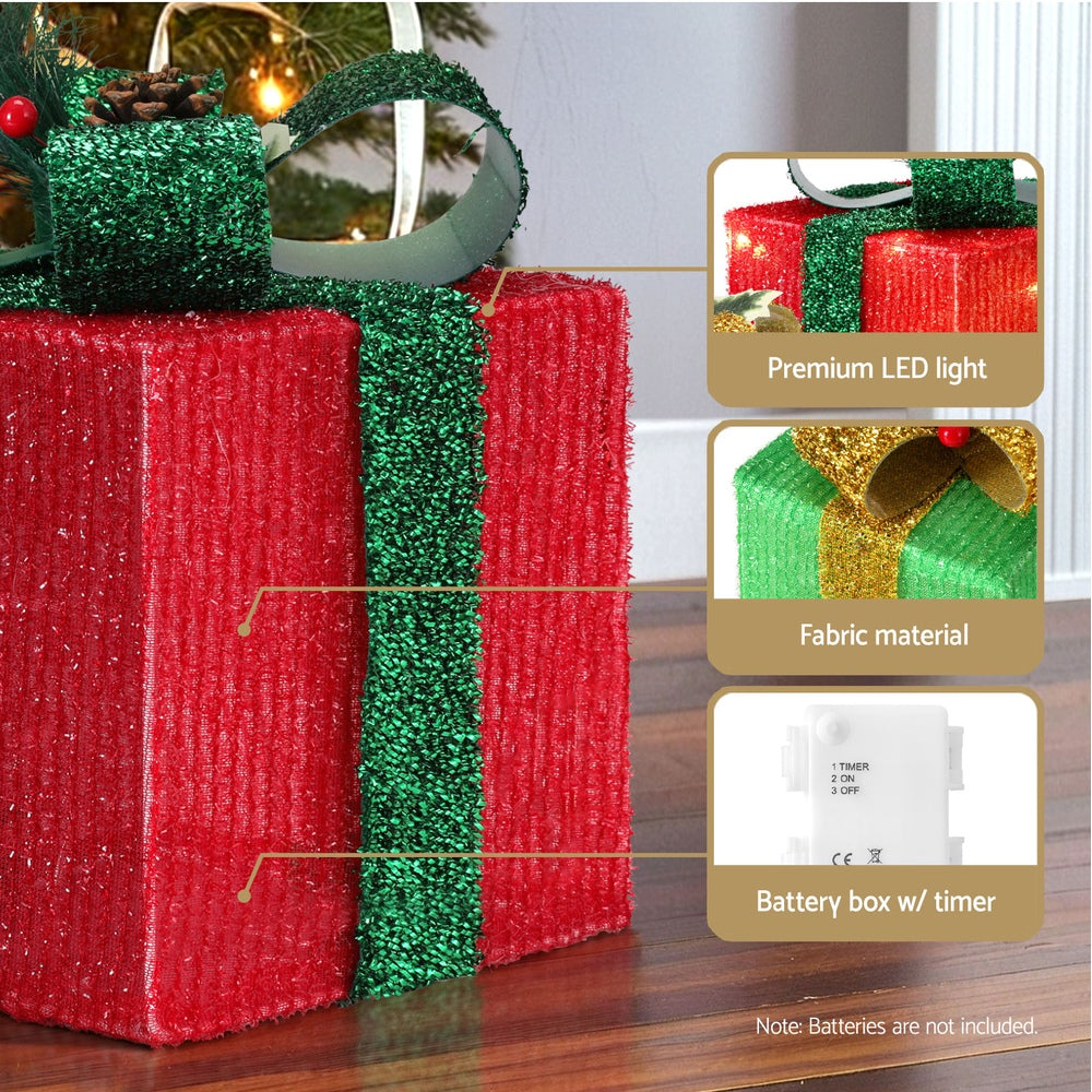 Set of three gift box Christmas Lights - Battery operated