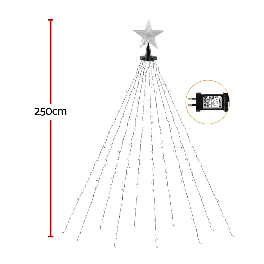 2.5M Christmas Lights Waterfall String Light with Star Topper