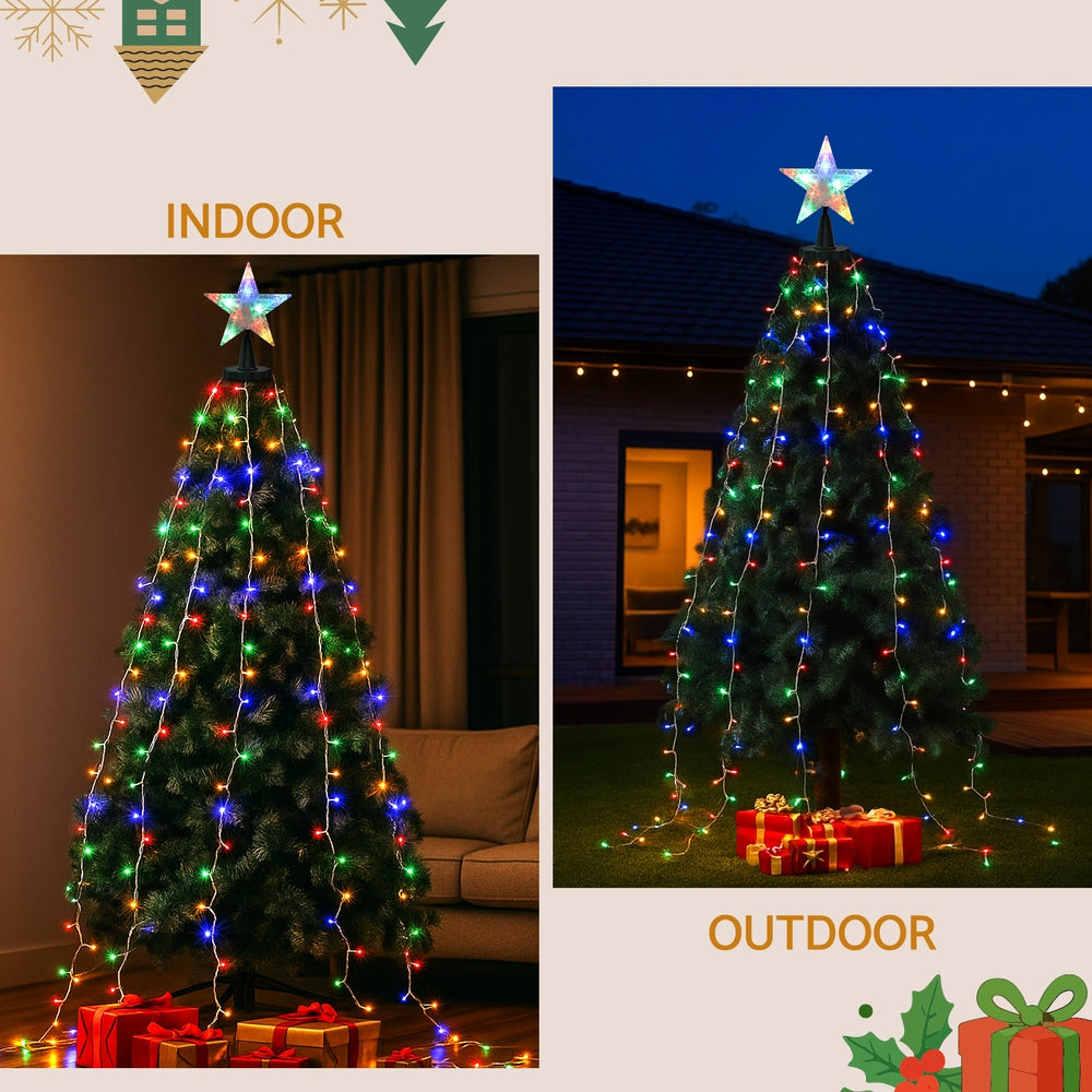 2.5M Christmas Lights Waterfall String Light with Star Topper