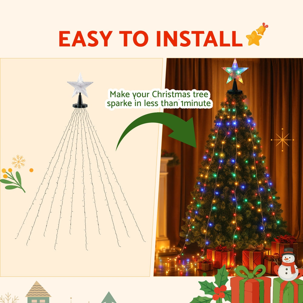 2.5M Christmas Lights Waterfall String Light with Star Topper
