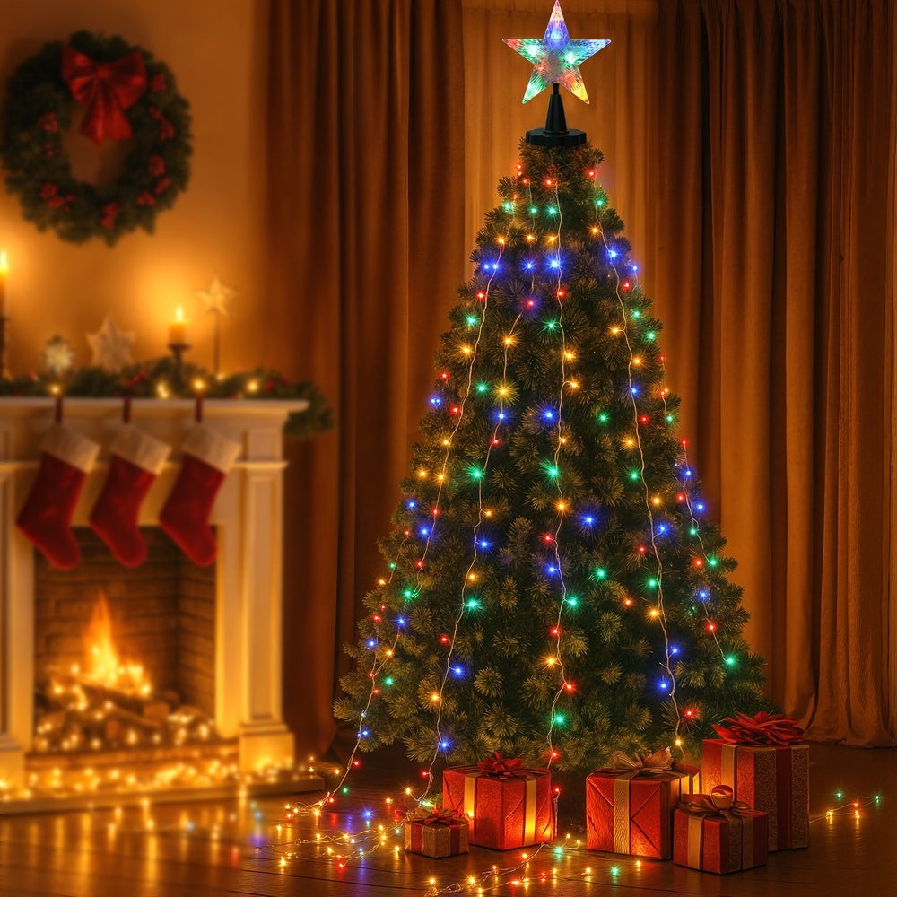 2.5M Christmas Lights Waterfall String Light with Star Topper