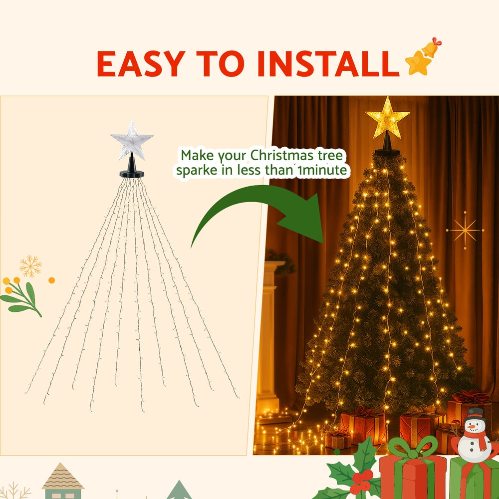 Waterfall String Christmas lights - 2.5m with star topper