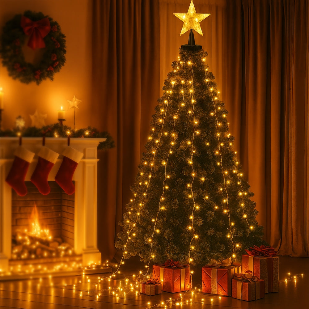 Waterfall String Christmas lights - 2.5m with star topper