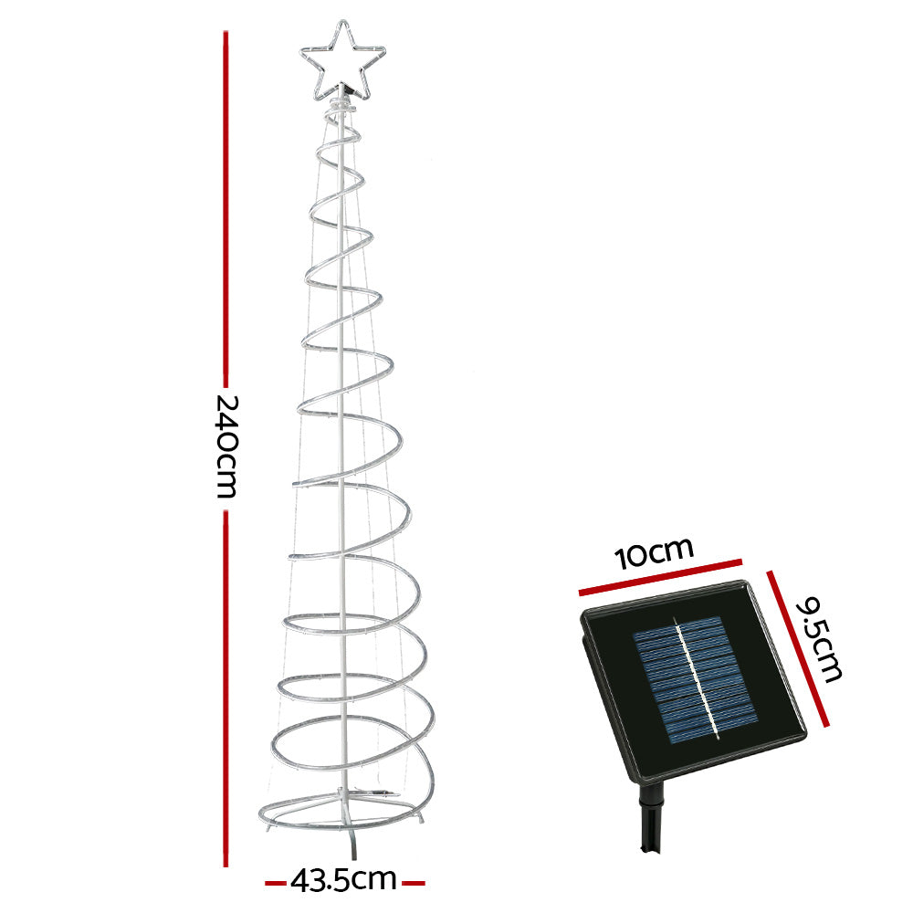 2.4M Christmas Tree with solar rope style lights - indoors or outdoors