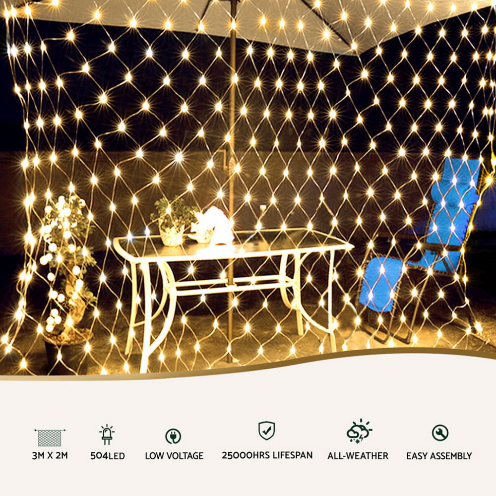 2Mx3M Christmas Net -Solar Powered - Warm White lights